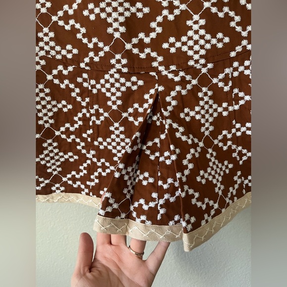 Vintage Nanette Lepore Brown White Atomic Embroidered Retro Jacket Women Size 6 - Picture 8 of 16